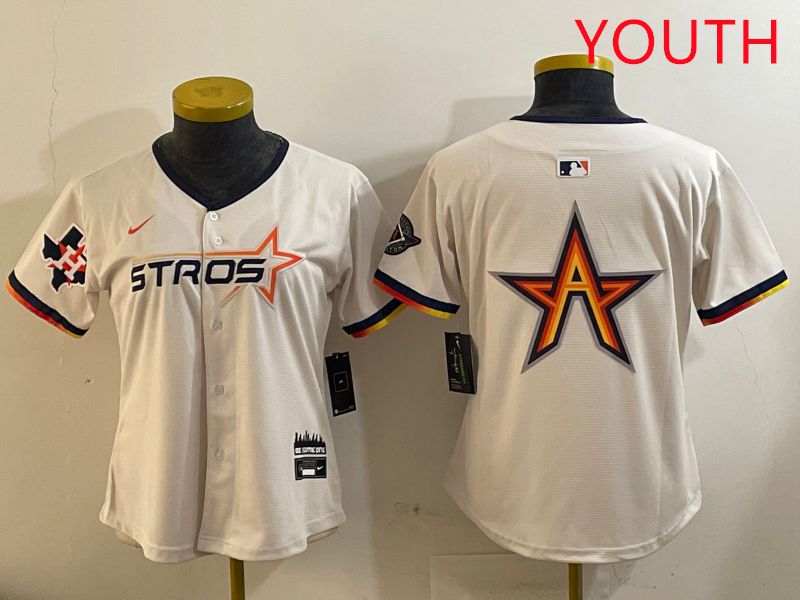 Youth Houston Astros Blank Cream Three generations Joint Name 2025 Nike MLB Jersey style 4106->youth mlb jersey->Youth Jersey